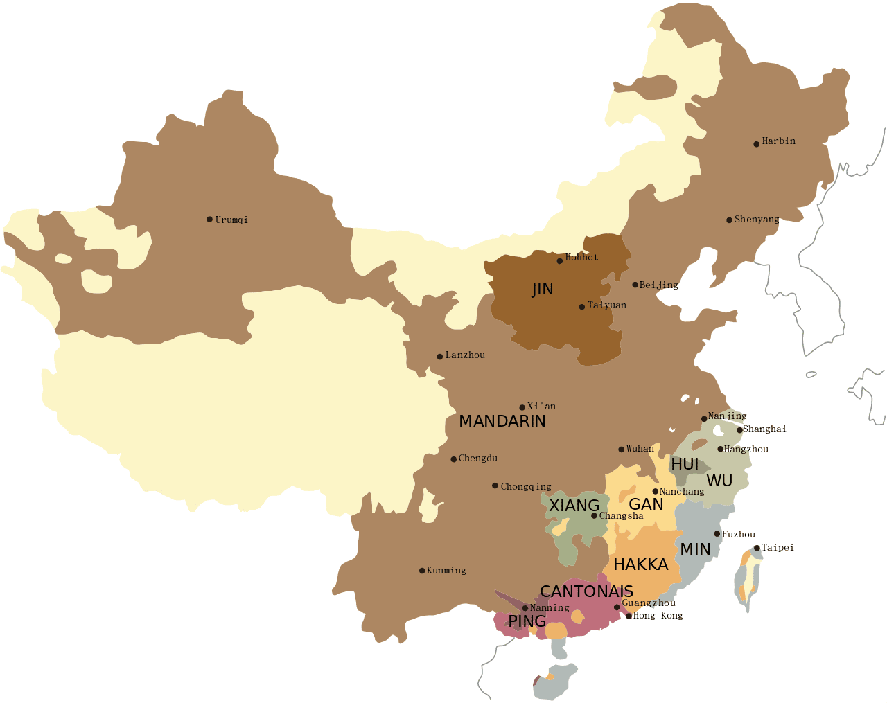 Cartes des langues chinoises