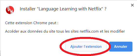 Installation plugin language learning with Netflix