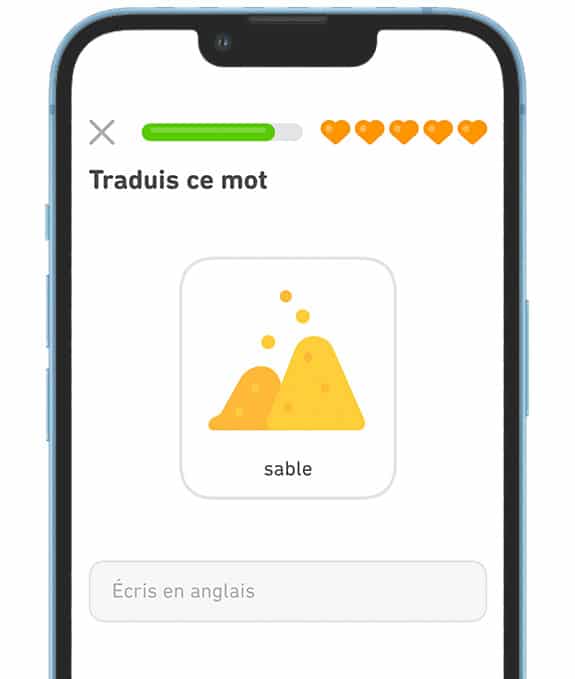 Une leçon de traduction Duolingo 