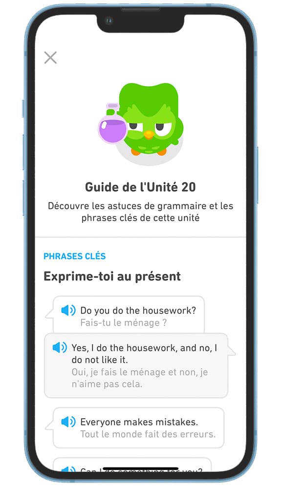 Duolingo - Une fiche de grammaire 