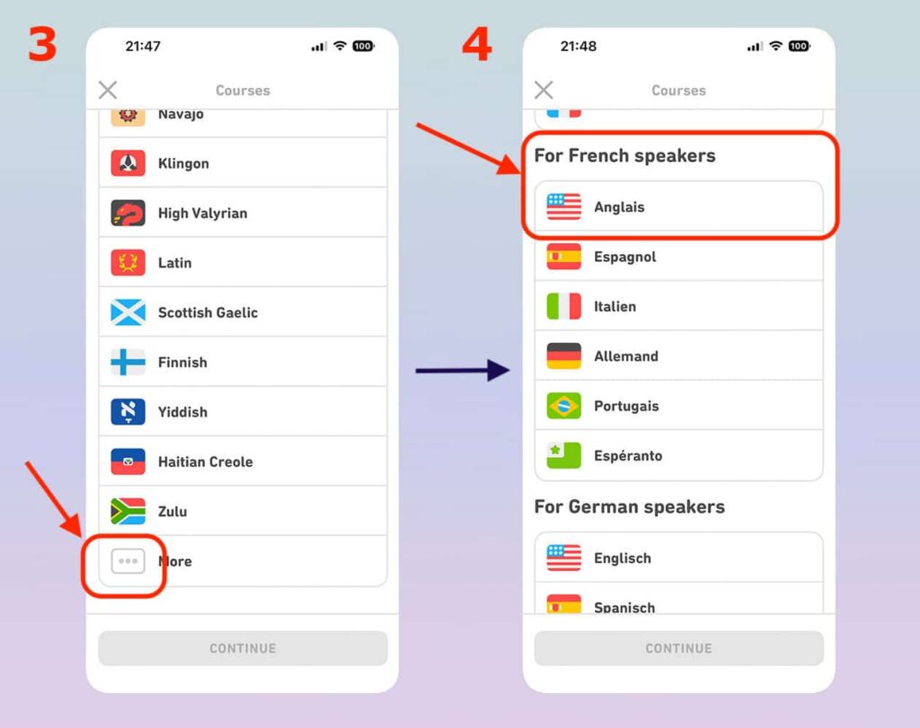 Mettre Duolingo en français (partie 2)